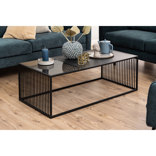 Brushed nickel and glass store coffee table